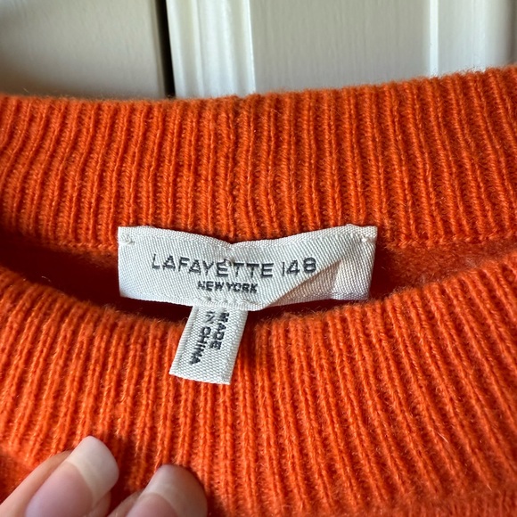 LAFAYETTE 148 NEW YORK Cashmere Sweater - Ember Orange Size L - Picture 6 of 9